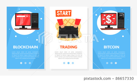 Bitcoin Trading and Blockchain Web Banner with Computer System Vector Template Bitcoin Trading and Blockchain Web Banner with Computer System Vector Template 86657330