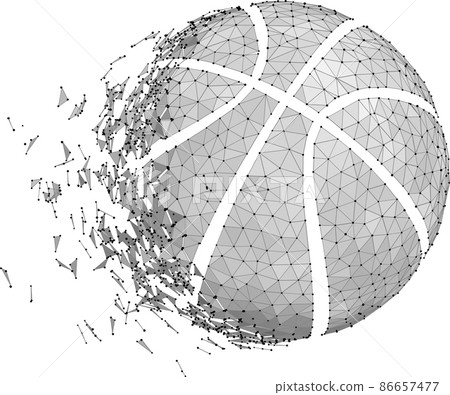 Basketball ball consisting of 3D triangles, lines, points and links. Vector illustration of EPS 10. Basketball ball consisting of 3D triangles, lines, points and links. Vector illustration of EPS 10. 86657477