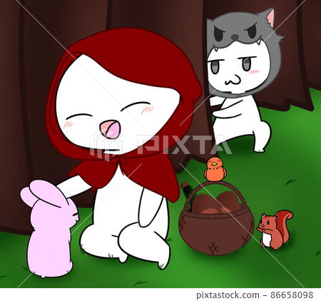 【童話】小紅帽和動物說話，還有一隻躲在樹上的狼 86658098