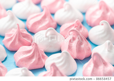 white and pink swiss meringues kiss cookies  86658457