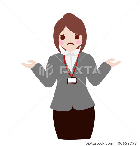 [Hands up] Receptionist woman wearing a suit with an employee ID card [Come on] 86658758
