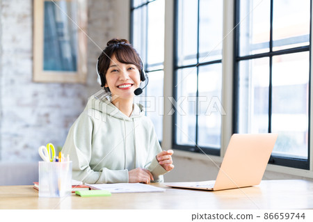 Telework young woman Telework young woman 86659744