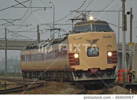 Hokuriku Main Line Kaga Kasama-Mikawa JR West 485 series K12 formation (Kanazawa) Kaetsu Hokuriku Main Line Kaga Kasama-Mikawa JR West 485 series K12 formation (Kanazawa) Kaetsu 86660067