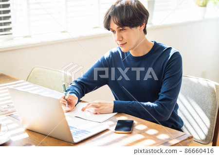 Male telework online learning 86660416