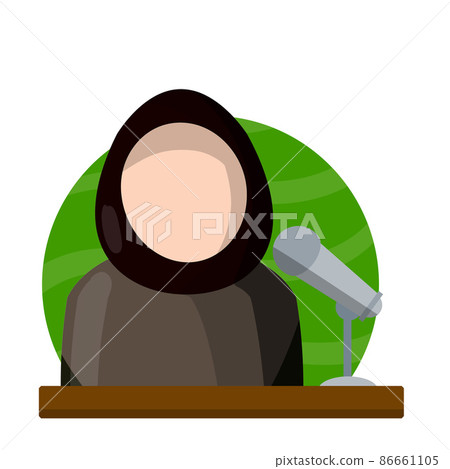 Arab female politician speech on podium with microphone. Arab female politician speech on podium with microphone. 86661105