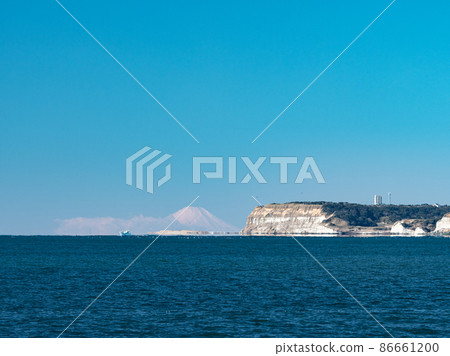 千葉縣銚子市奈良湖海濱公園屏風浦和富士山 86661200