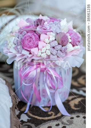 sweet bouquet meringue roses close up 86661286