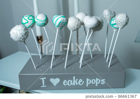 colorful lolipop on blue pastel background. sweet candy concept 86661367