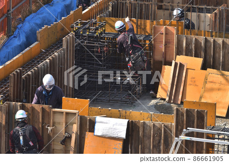 Construction site Formwork carpenter building work scene Construction site Formwork carpenter building work scene 86661905