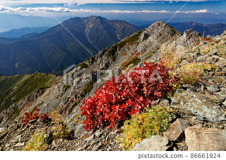 南阿爾卑斯山北嶽山頂的紅葉和千丈岳 86661924