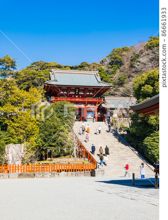 Kamakura Tsurugaoka Hachimangu shrine main shrine and big stone steps Kamakura Tsurugaoka Hachimangu shrine main shrine and big stone steps 86661933