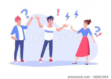 Nervous man yelling on woman flat vector illustration Nervous man yelling on woman flat vector illustration 86661964