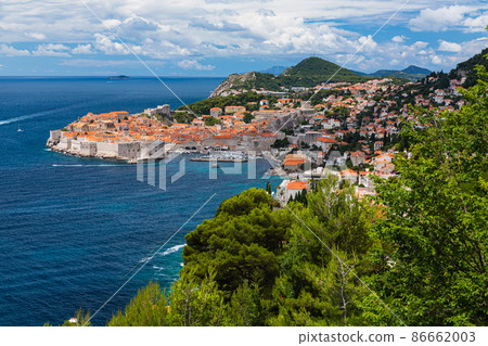 Croatia Dubrovnik Old Town Cityscape and Adriatic Sea Croatia Dubrovnik Old Town Cityscape and Adriatic Sea 86662003