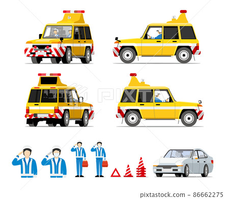 高速警車、交通安全、SOS、緊急情況、麻煩、工作人員、插圖、套裝 86662275