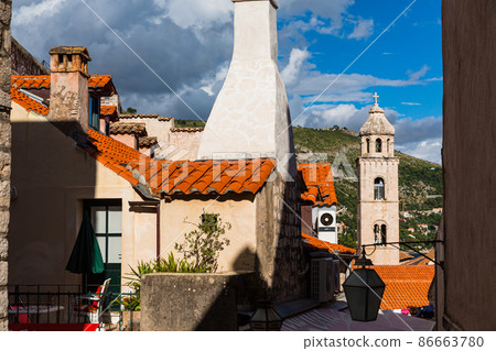 Bell tower of the Dominikan monastery in the old town of Dubrovnik, Croatia Bell tower of the Dominikan monastery in the old town of Dubrovnik, Croatia 86663780