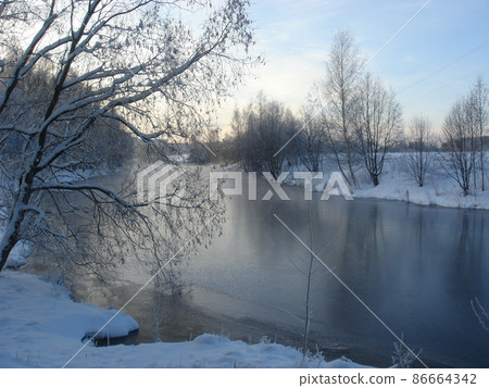 Finland river in winter Finland river in winter 86664342