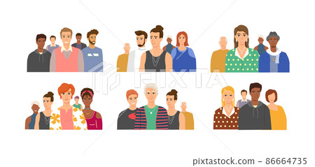 Multiethnic group of people standing together, community and togetherness concept diversity portrait 86664735