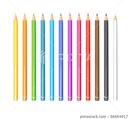 Vector set of colorful realistic pencil illustration 86664917