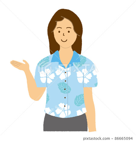 A young woman wearing Okinawa's Kariyushi shirt 86665094