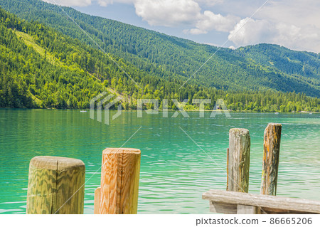 Picture of pretty Weissensee lake in Austria in summer Picture of pretty Weissensee lake in Austria in summer 86665206