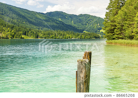 Picture of pretty Weissensee lake in Austria in summer Picture of pretty Weissensee lake in Austria in summer 86665208