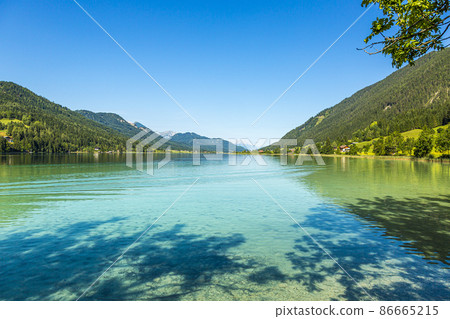 Picture of pretty Weissensee lake in Austria in summer Picture of pretty Weissensee lake in Austria in summer 86665215