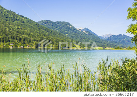 Picture of pretty Weissensee lake in Austria in summer 86665217