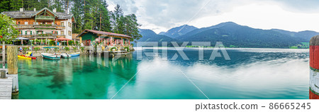 Panoramic view over lake Weissensee in Austria in summer during daytime 86665245