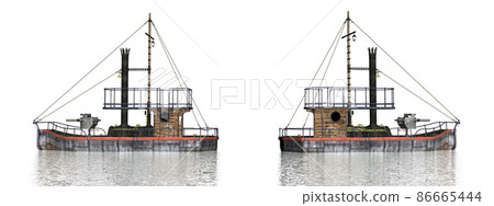 Two patrol boats on the water - 3D render Two patrol boats on the water - 3D render 86665444