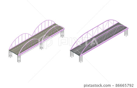 Fixed Bridge with Metal Tie Rod and oated with Asphalt Isometric Vector Set Fixed Bridge with Metal Tie Rod and oated with Asphalt Isometric Vector Set 86665792