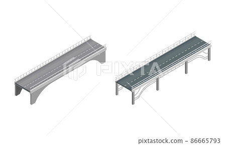 Fixed Bridge with Metal Tie Rod and oated with Asphalt Isometric Vector Set Fixed Bridge with Metal Tie Rod and oated with Asphalt Isometric Vector Set 86665793