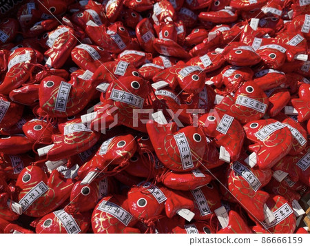 A cute and rare sea bream-shaped fortune at Kawagoe Hikawa Shrine 86666159