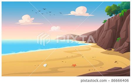 Cartoon background picture by the sea. Cartoon background picture by the sea. 86666406
