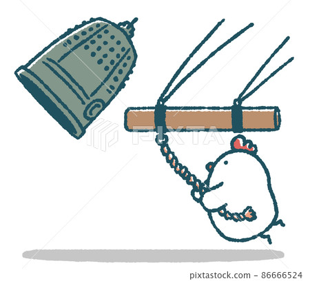 Loose chicken pokes a bell 86666524