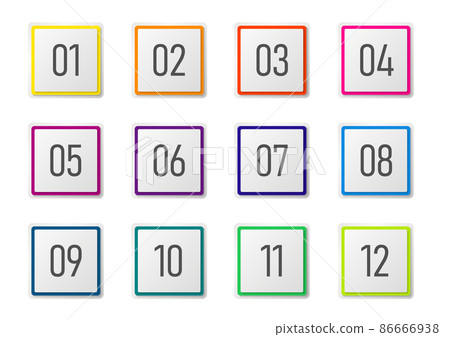 1 to 12 number square icon set that can be used for infographics 86666938
