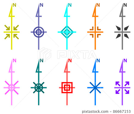 Illustration of directional mark indicating north direction 86667153