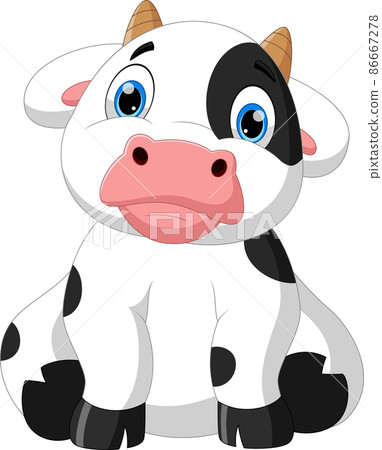 cartoon cute baby cow posing sitting cartoon cute baby cow posing sitting 86667278