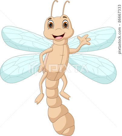 cartoon dragonfly waving isolated on white background 86667333