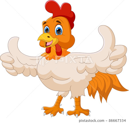 cartoon chicken thumbs up on white background cartoon chicken thumbs up on white background 86667334