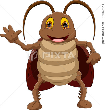 cartoon cute cockroach waving on white background cartoon cute cockroach waving on white background 86667341
