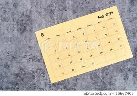August 2022 on vintage dark background. 86667405