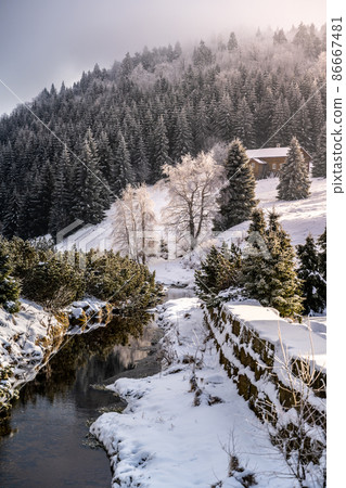 Wintertime landscape of Jizera Mountains 86667481