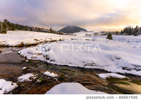 Wintertime landscape of Jizera Mountains 86667486