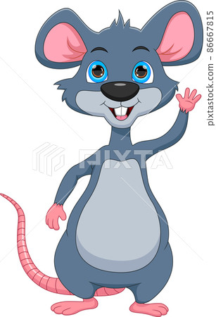 cartoon cute mouse waving isolated on white background 86667815