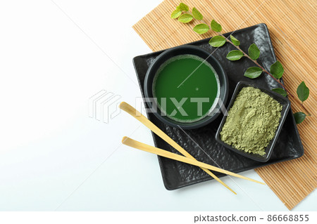Concept of japanese tea with matcha on white background 86668855