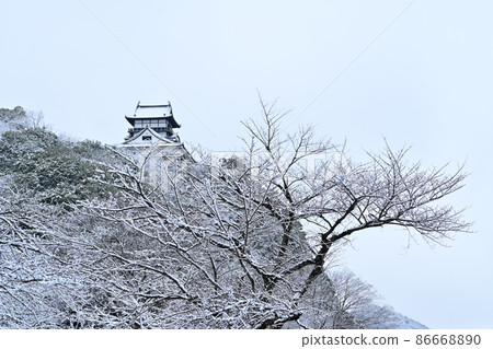 Inuyama Castle in the snowy landscape seen from the Inuyama Yuen Station side Inuyama Castle in the snowy landscape seen from the Inuyama Yuen Station side 86668890