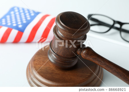 American law concept with judge gavel on white background 86668921