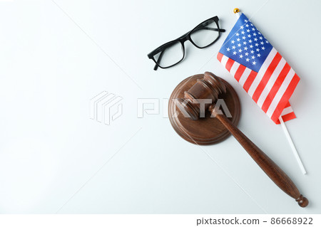 American law concept with judge gavel on white background 86668922