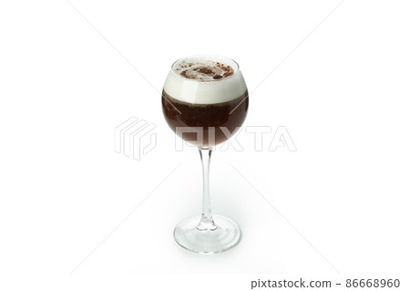 Glass of irish coffee isolated on white background 86668960