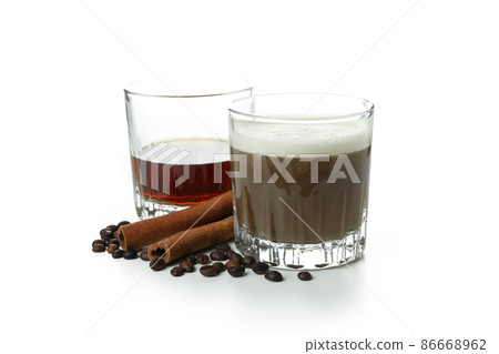 Concept of making Irish coffee isolated on white background Concept of making Irish coffee isolated on white background 86668962
